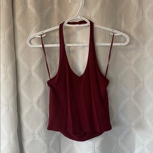 Red v-neck cropped top